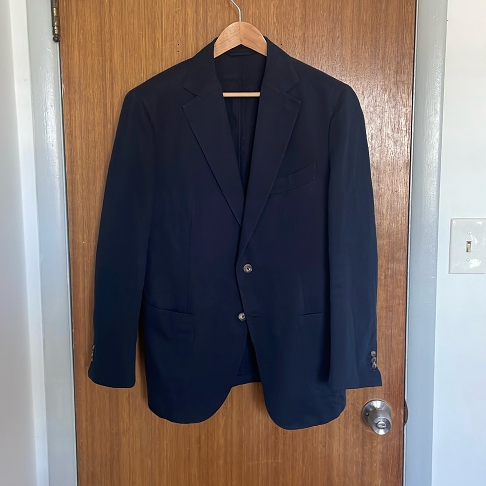 Suitsupply Havana cotton linen navy blue blazer 44R